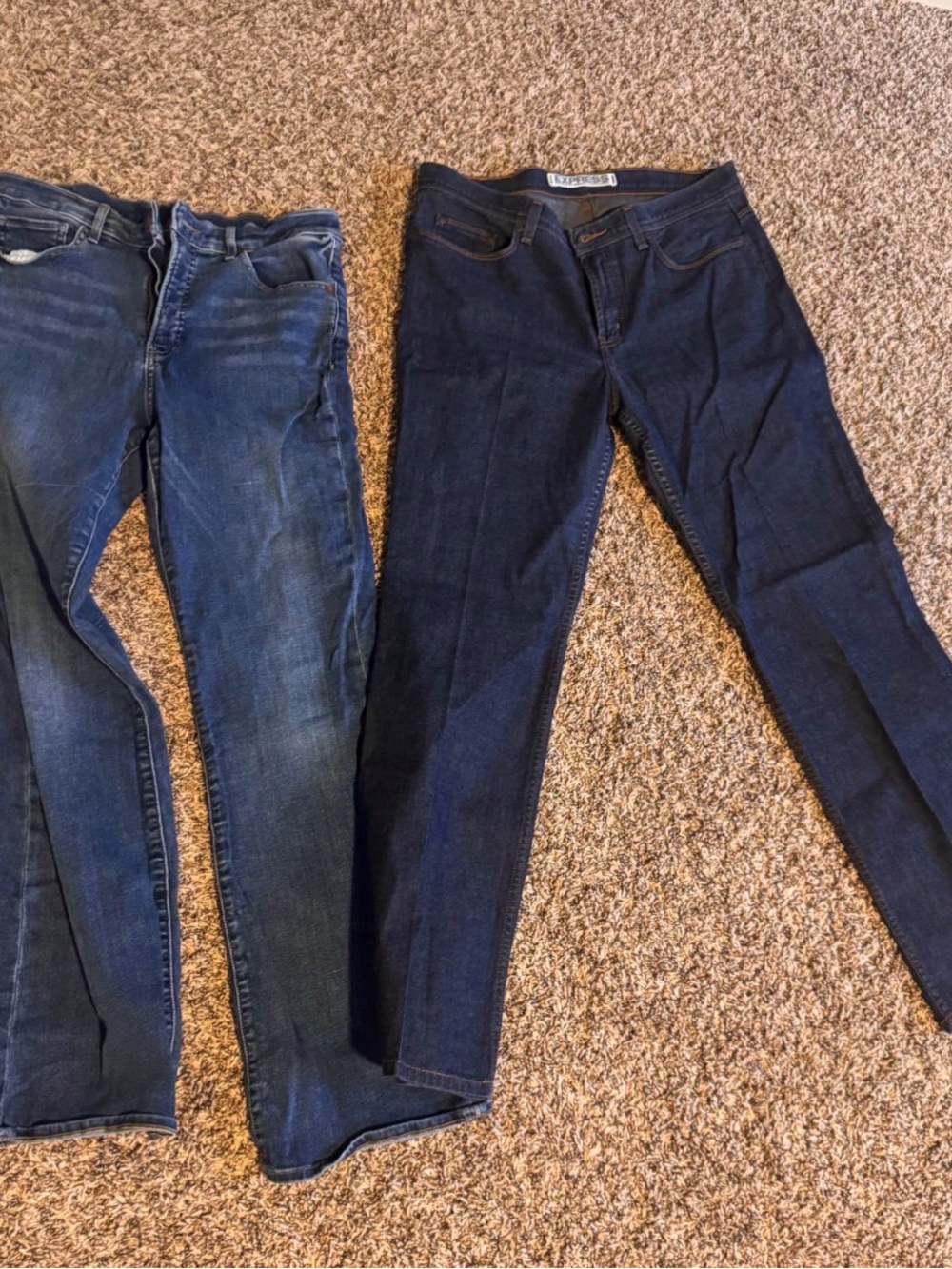 Express Women’s Straight Jeans in Light Blue and Dark Blue - Picture 2 of 2